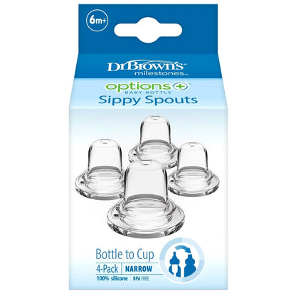Dr. Brown'S Milestones Options+ Narrow Sippy Spouts, 4-Pack | Soft 100% Silicone Baby Bottle Sippy Spout, 6M+, 4 Count10
