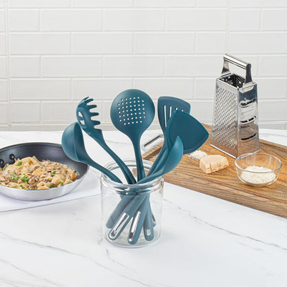 Silicone Utensil Set Pack of 1 Non-Slip Handle 6-Piece Kitchen Tool Set, Heat-Resistant Dishwasher-Friendly Cooking Accessories, Durable Teal Cooking Utensils10