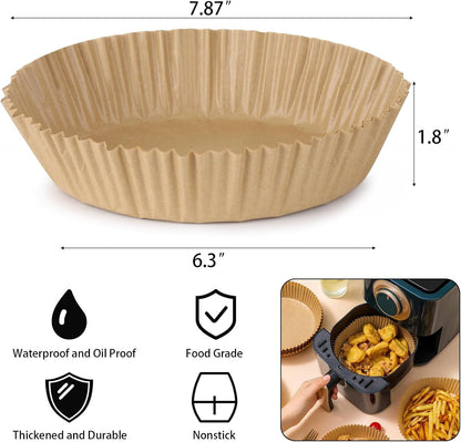 200Pcs Air Fryer Disposable Paper Liner, round Non-Stick Air Fryer Liners Parchment Paper for Baking Roasting Microwave Oven (6.3 Inch)3