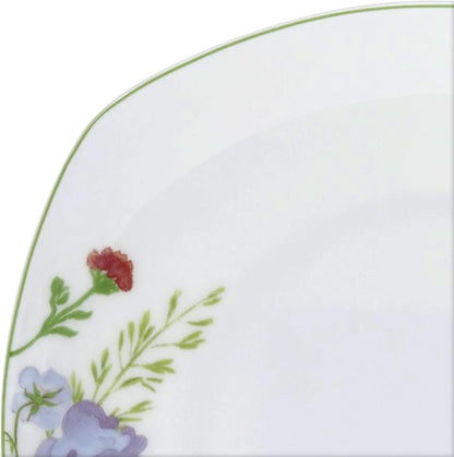 Wildflower Garden Dinnerware Set, 16-Piece Bone China Dishes Service for 4, Square Plates and Bowls Set with Mugs, Floral Design, Dishwasher and Microwave Safe3