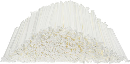 Clear Plastic Straws Individually Wrapped 1000 Pack - 8 Inch Drinking Straw, BPA Free - Restaurant Style Disposable Straws 0.24" Wide, Bulk Set7