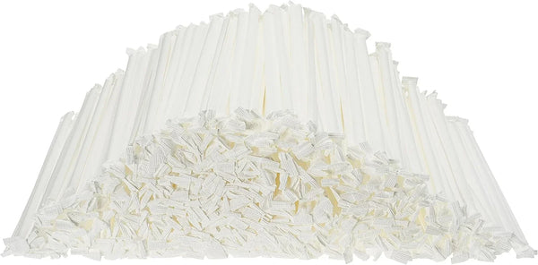 Clear Plastic Straws Individually Wrapped 1000 Pack - 8 Inch Drinking Straw, BPA Free - Restaurant Style Disposable Straws 0.24" Wide, Bulk Set7