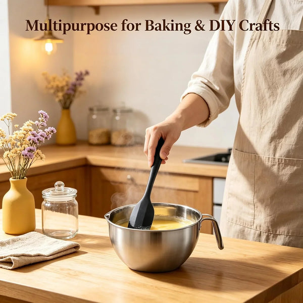 Double Boiler Pot Set with Silicone Spatula, 2000ML/1.8QT Chocolate Melting Pot with 2800ML/2.54QT Stainless Steel Pot, Candy Melting Pot, Chocolate Melter for Butter, Caramel, Cheese, Wax,9