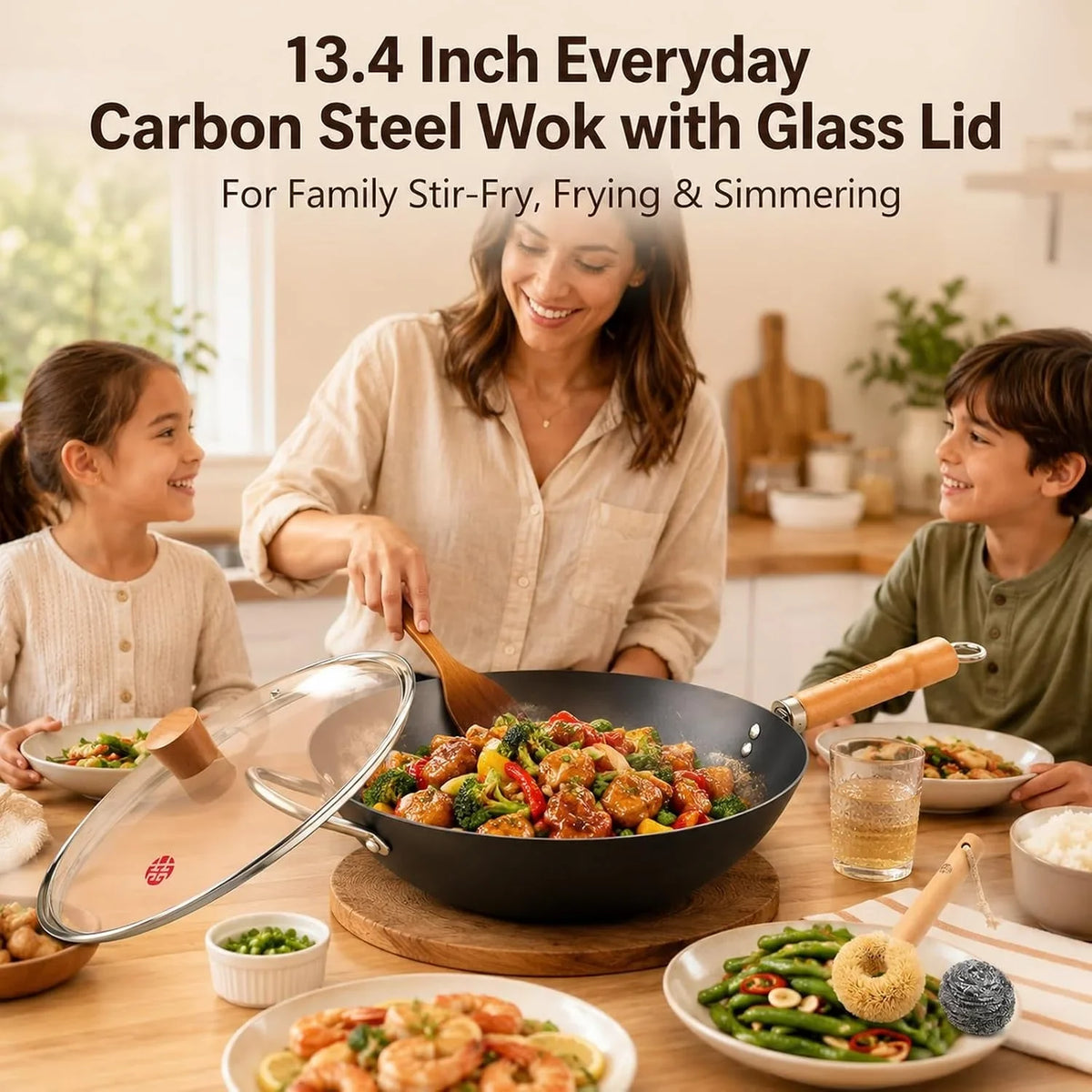 13-4-inch-carbon-steel-wok-pan-with-glass-lid-flat-bottom-chinese-stir-fry-wok-for-induction-gas-and-electric-stoves-uncoated-iron-wok-for-stir-frying-sauteing-and-deep-frying