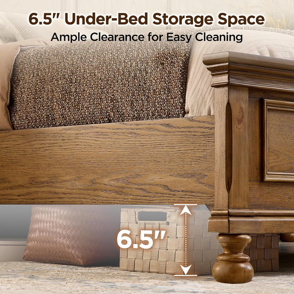 Solid Wood Queen Bed Frame, Traditional Wooden Platform Bed7