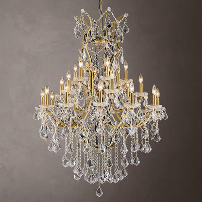 24 Lights Large Crystal Chandeliers for High Ceilings Brass Maria Theresa Chandelier Modern Chandelier Light Fixture for Foyer Living Room Hallway Entryway Staircase 55.1" H X 39.4" D8