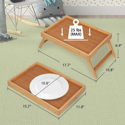 FSC 100% Bamboo Bed Tray with Folding Legs, Medium, Natural | FSC 100% Bamboo Bed Tray with Folding Legs, Handles and Raised Edges for Meals, Laptops, Reading and Serving in Bed.4
