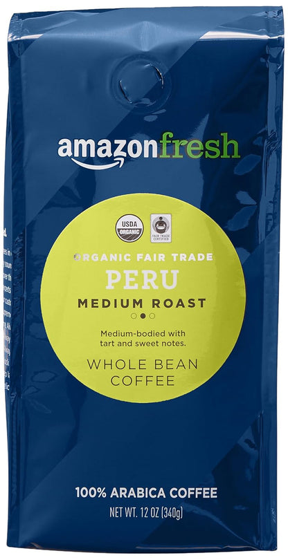 , Organic Fair Trade Peru Whole Bean Coffee, Medium Roast, 12 Oz1