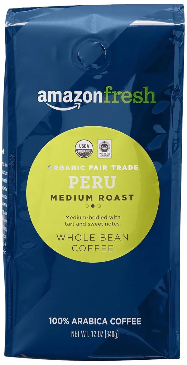, Organic Fair Trade Peru Whole Bean Coffee, Medium Roast, 12 Oz1
