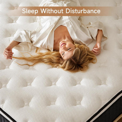 Queen Mattress, 12 Inch Hybrid Queen Mattress in a Box, Medium Firm Memory Foam Mattress, with Individual Pocket Springs, Upgrade Zoned Support, Motion Isolation&Pressure Relief, Certipur-Us4
