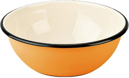 Enamel Bowl Set of 3 Pcs Enamel Serving Bowls, Enameled Steel Mixing Bowls for Cooking Prepping, Kitchen Fruit Salad Bowl, Dishwasher Safe (Mustard)3