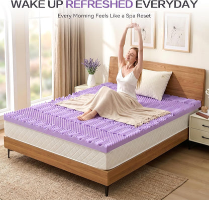 2 Inch 7-Zone Memory Foam Mattress Topper Twin XL, Twin Extra Long Mattress Pads for College Dorm Room, Pressure Relieve Certipur-Us Certified, 39X80 Inches, Violet8
