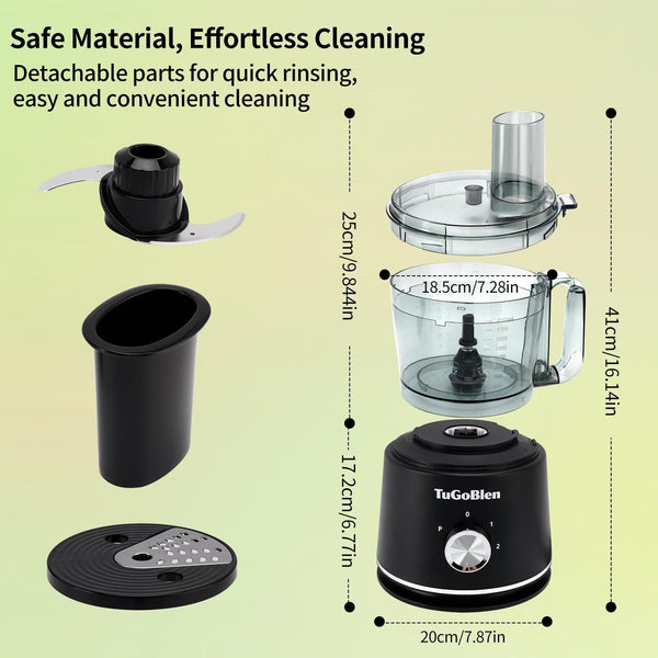 10 Cup Food Processor, Glass Blender and Grinder,5 Food Blades | Kneading/Chopping/Shredding/Slicing/French Fry Blades for Vege,Fruits,Meats,Beans7