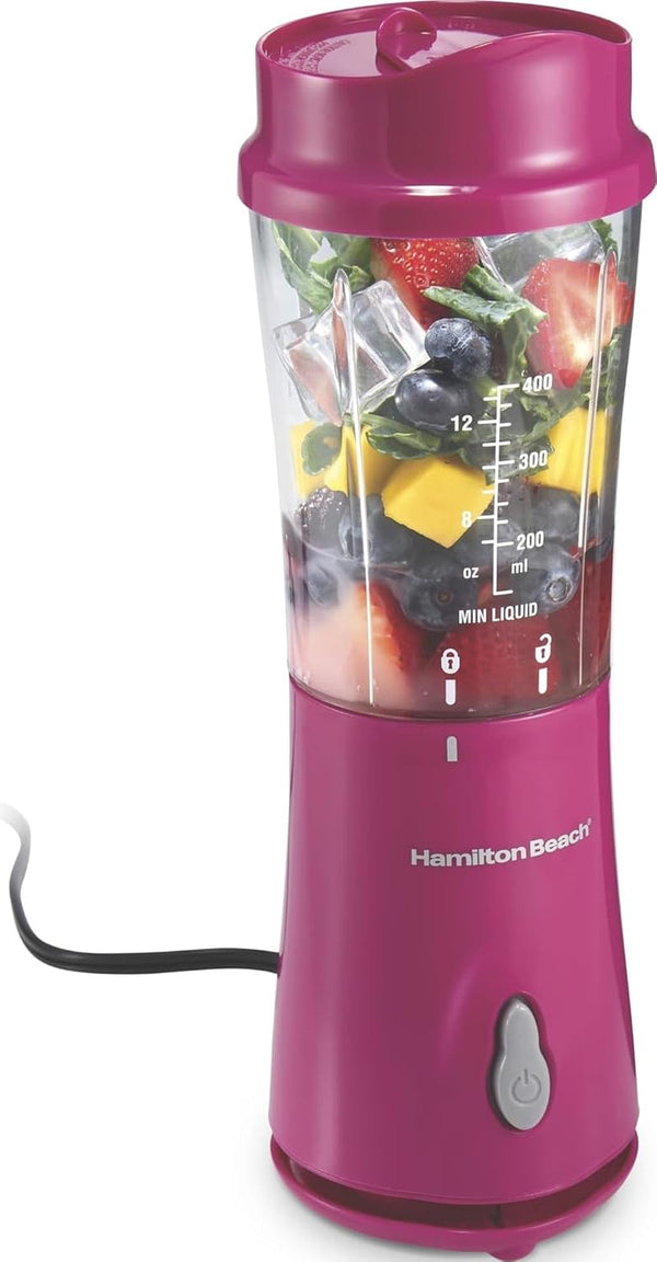 Portable Blender for Smoothies with 14 Oz. Travel Jar | BPA Free Jar & Lid | Durable Stainless Steel Blades | 300 Watts Peak Power | Personal Smoothie Blender | Raspberry | 51131G1
