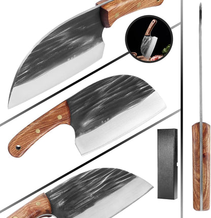 Meat Cleaver, Full Tang Powerful Handmade Knives High Carbon Steel Wide Blade Ultra-Sharp Kitchen Knives Cutting Slices Minced Meat Fish Knife4