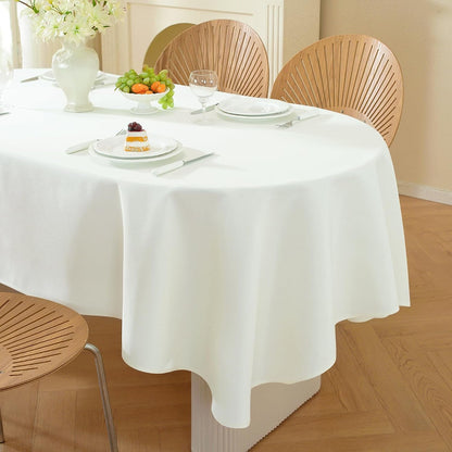 Classic White Oval Tablecloth for Party Restaurant and Home 60 X 84 Inch2