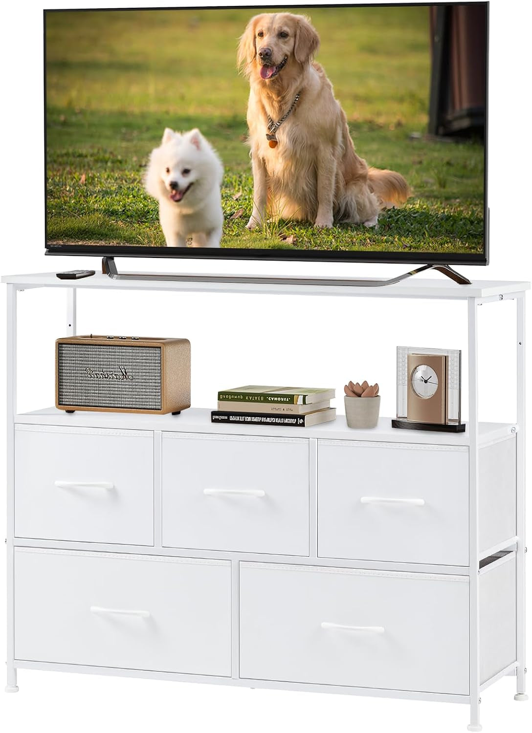tv-stand-dresser-media-console-storage-drawers-5-fabric-open-shelf-compact-entertainment-unit-for-bedroom-living-space-dorm-organization-white