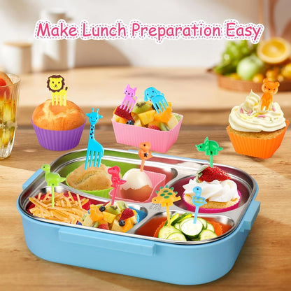 100PCS Silicone Lunch Box Dividers for Kids, Fun Bento Box Accessories Set3