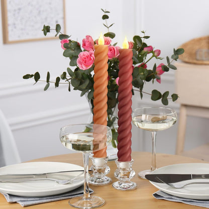 6 Pcs Fall Flameless Taper Candles, 9.65 Inch Led, Mixcolor4
