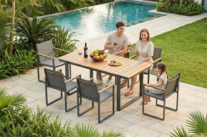 Full Grounded Outdoor Dining Set, Aluminum Patio Table and Chairs8