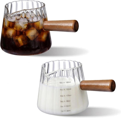 2 PCS Espresso Cups, Ohola 6OZ Espresso Shot Cup, Glass Measuring Cups with V-Shaped Spout, Markings in Both Oz & Ml1