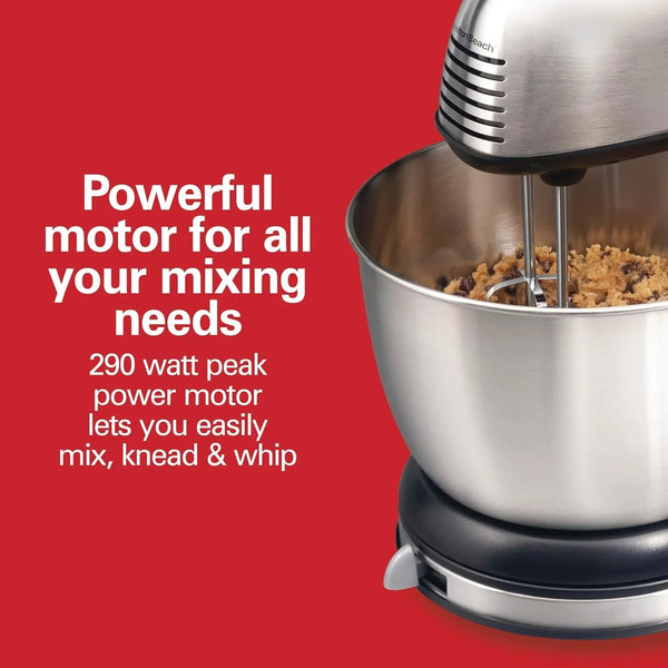 Classic Stand and Hand Mixer, 4 Quarts, 6 Speeds with Quickburst, Bowl Rest, 290 Watts Peak Power, Black and Stainless | 2-In-1 Versatility | Quickburst for Added Power | 290 Watts Peak Power | Built-In Bowl Rest | Black and Stainless Steel5