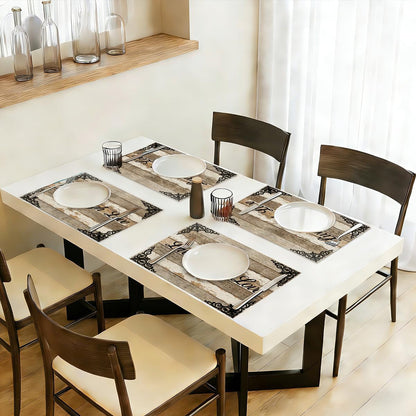 Wood Grain Linen Rectangular Placemats Set of 4, Holiday Table Decor6