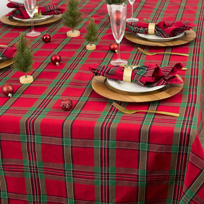 Farmhouse Christmas Plaid Dining Table & Kitchen Décor, Holiday Tablecloth, 60X84, Red & Green6