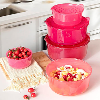 5PC Mixing Bowls Set with Lids | Ombre Pink Bpa-Free Nesting Salad & Meal Prep Bowls for Mixing, Serving & Storage (0.74 QT - 4.65 QT) Dishwasher Safe (Lids Not Microwave-Safe)7