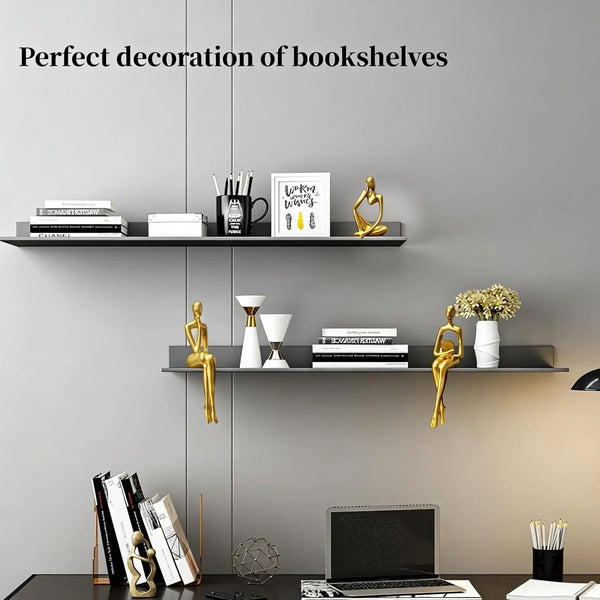 Gold Home Decor Thinker Statue Accents, Set of 3 Thinker Sculptures Office Decor Modern Abstract Resin Decoration on Shelf Table Desk for Living Room Office Bedroom (Small Gold) | Collectable Figurine for Living Room Floating Shelf Office Desk Decoration,Modern Decor Gift for Reading Lover Parents Friend6