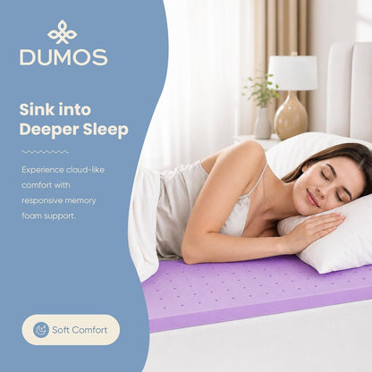 3 Inch Cooling Memory Foam Mattress Topper Twin XL, Gel Ventilated Soft Pressure Relief Mattress Pad, Breathable Bed Topper for Bedroom, RV and Sleeper Sofa, Certipur-Us Certified, Purple2