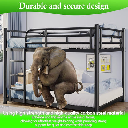 Metal Bunk Bed, Full over Full Bunk Beds with Removable Wide Ladder and Full-Length Guardrails, Low Bunk Bed Frame with Mute Design for Undisturbed Sleep for Adults, Kids and Young Teens3