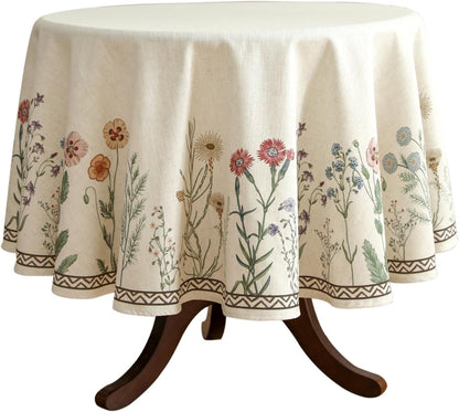 Designer Linen round Tablecloth,Diameter 55"-Serenity G1