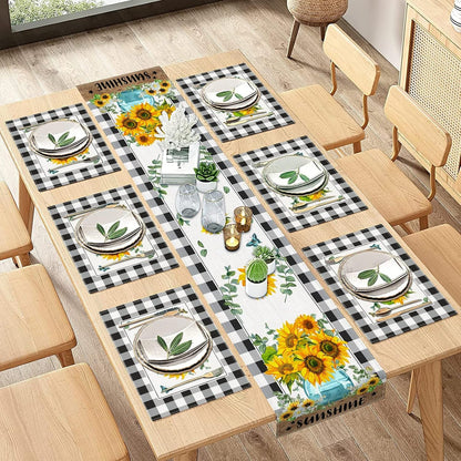 Table Runner and Placemats Set of 6, Sunflower Buffalo1