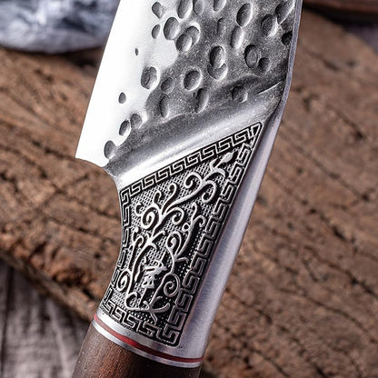 Meat Cleaver, 6.5 Inch Hand-Forged Butcher'S Knife Beautifully Carved Steel Head Meat Cutter Multi-Purpose Knives Kitchen Chef Knives6