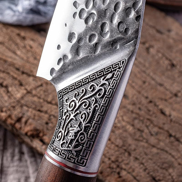 Meat Cleaver, 6.5 Inch Hand-Forged Butcher'S Knife Beautifully Carved Steel Head Meat Cutter Multi-Purpose Knives Kitchen Chef Knives6