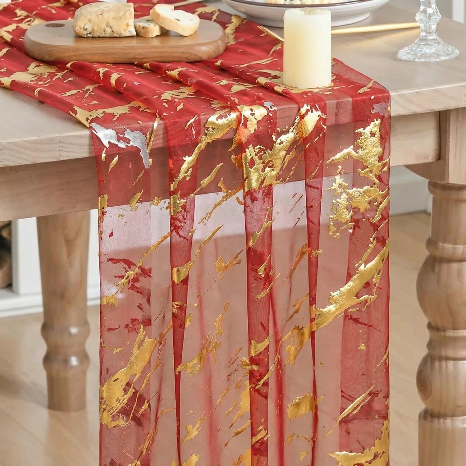 marble-pattern-red-gauze-table-runner-10ft-glitter-metallic-foil-sheer-dining-wedding-anniversary-birthday-table-decor-for-home-party