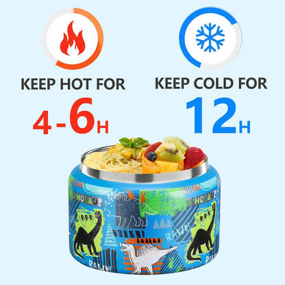 8 Oz Thermo Food Jar for Hot & Cold Food for Kids, Insulated Lunch Containers Hot Food Jar,Leak-Proof Vacuum Stainless Steel Wide Mouth Lunch Soup Thermo for School (Blue-Dinosaur)4
