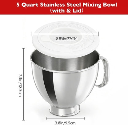 5QT Stainless Bowl with Lid for Kitchenaid Tilt-Head Mixers2