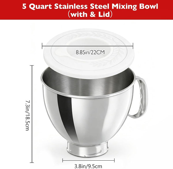 5QT Stainless Bowl with Lid for Kitchenaid Tilt-Head Mixers2