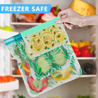 10 Pack Dishwasher Safe Reusable PEVA Food Storage Bags, Leak Proof Reusable Freezer Bags for Food Storage Home Organization Traval & Make-Up BPA FREE for Food Storage Home BPA FREE for Salad Fruit4