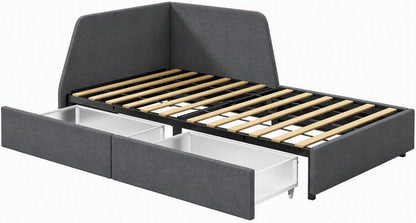 Premium Full Corner Daybed with 2 Drawers and Headboard, Grey9