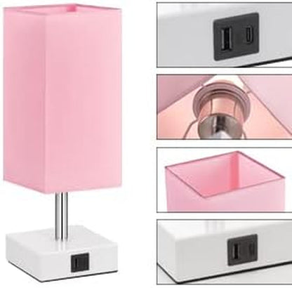 Pink Touch Table Lamp for Bedroom - Dimmable, USB C+A, Girls Bedside Lamp6