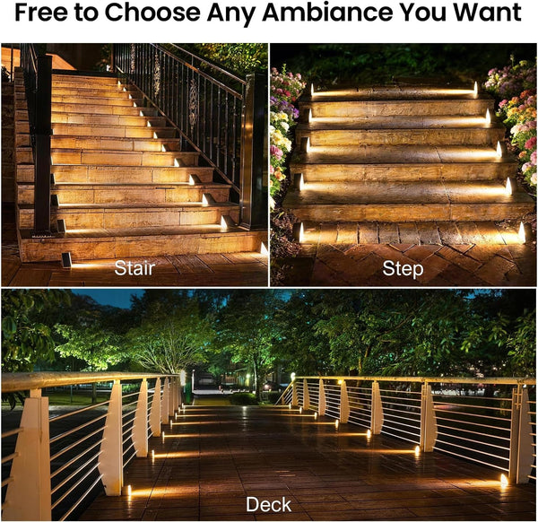 6 Pack Solar Step Lights Outdoor Waterproof, Solar Stair Lights,Gray7