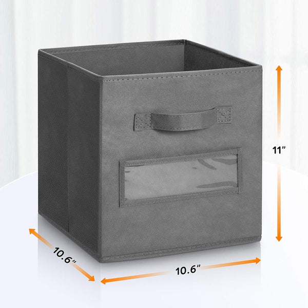 11 Inch Storage Cube,Storage Bin (Set of 10) Foldable Fabric Cube Storage Bins with 10 Labels Window Cards & a Pen,Baskets Containers for Shelves,Closet Organizers Box for Home & Office,Gray3