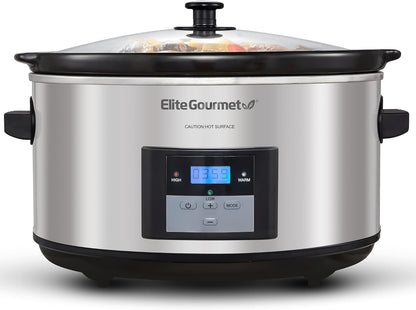 MST-900D Digital Slow Cooker, 8.5 Qt, Stainless Steel | Programmable, Adjustable Temp, Dishwasher-Safe Glass Lid & Crock - Great for Entrees, Sauces, Stews & Dips1