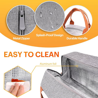 Lunch Bag for Women & Men Adult Insulated Lunch Box, Small Leakproof Cooler Food Lunch Containers Reusable High Capacity Lunch Tote Bags for Work, Travel, Outdoor (Grey)4