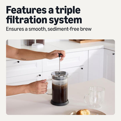 French Coffee Press, 34 Oz., Borosilicate Glass, Bpa-Free, Triple Filtration System, Dishwasher-Safe Parts3