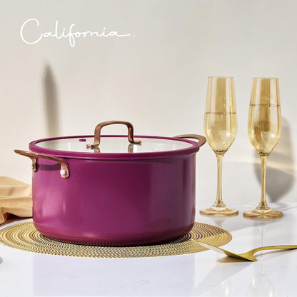 8QT Full Clad Tri Ply Stainless Steel Stock Pot with Lid, Kitchen Stockpot Soup Pot, Outer Ceramic Layer, Even Heating, All Stoves Compatible, Oven & Dishwasher Safe, Stay Cool Handle, Purple8