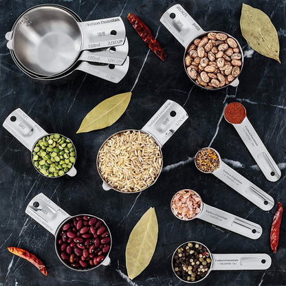 Stainless Steel Measuring Cups and Spoons Set - Stackable Set with Spout (11 Piece Set)4
